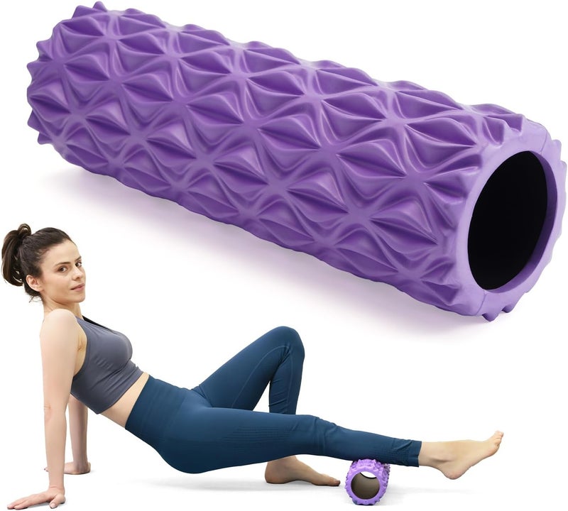 Zmarthumb Foam Roller - 15 inch Deep Tissue Massager for Muscle Massage, Myofascial Trigger Point Release, Exercise, Yoga, Pilates & Stretching(Purple) - Image 1